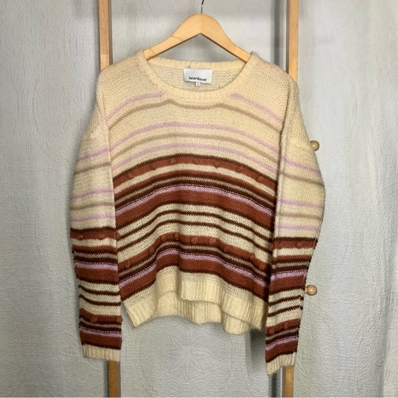 NWOT Anthropologie Heartloom Annika Pom Pom Loose-Knit Mohair Blend Sweater Sz M - Picture 2 of 4